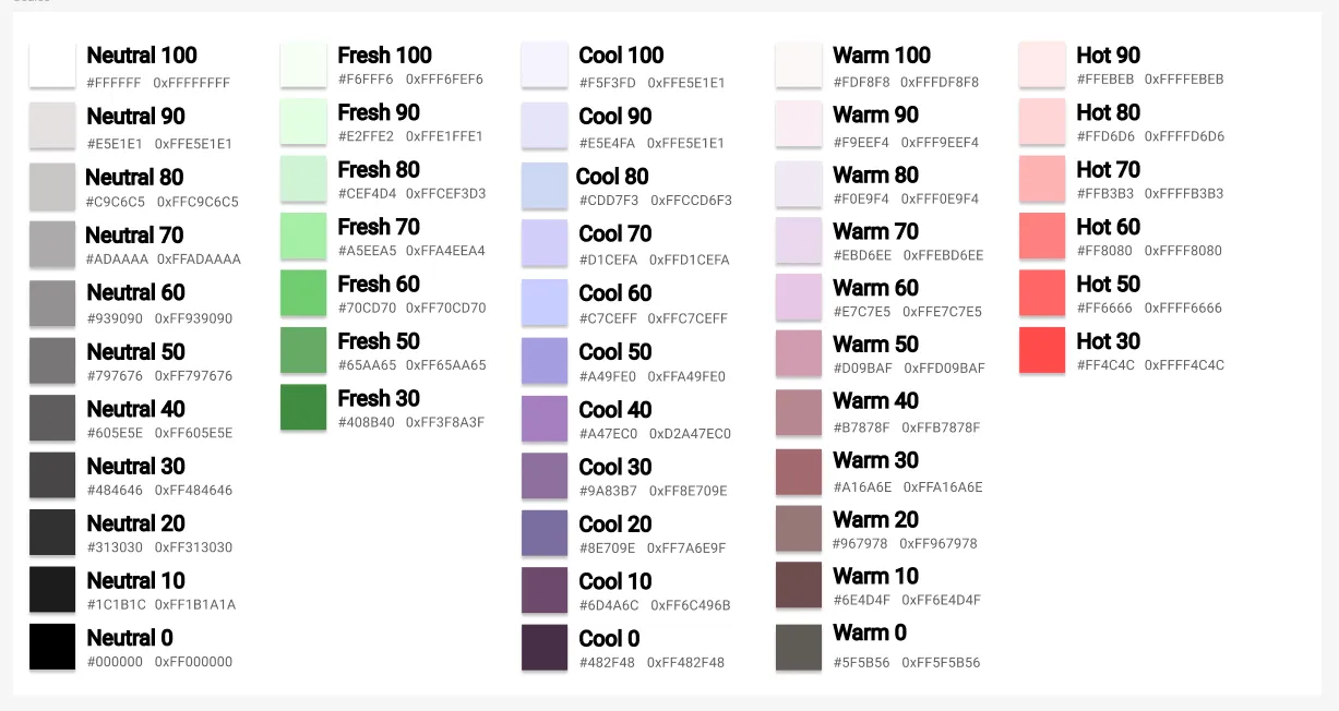 A grid of colour swatches